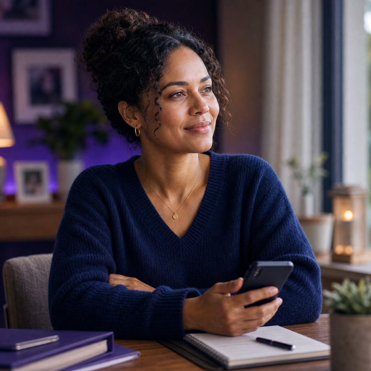 Relieved adult family member after finding a loved one and connecting with help.